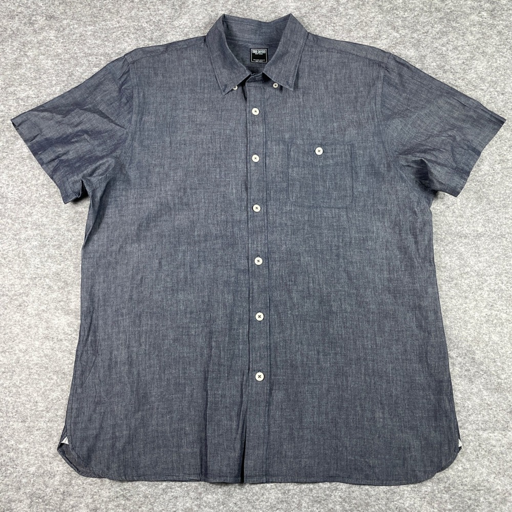 Todd Snyder Shirt Mens XL Blue Japanese Chambray Short Sleeve Button Down Pocket